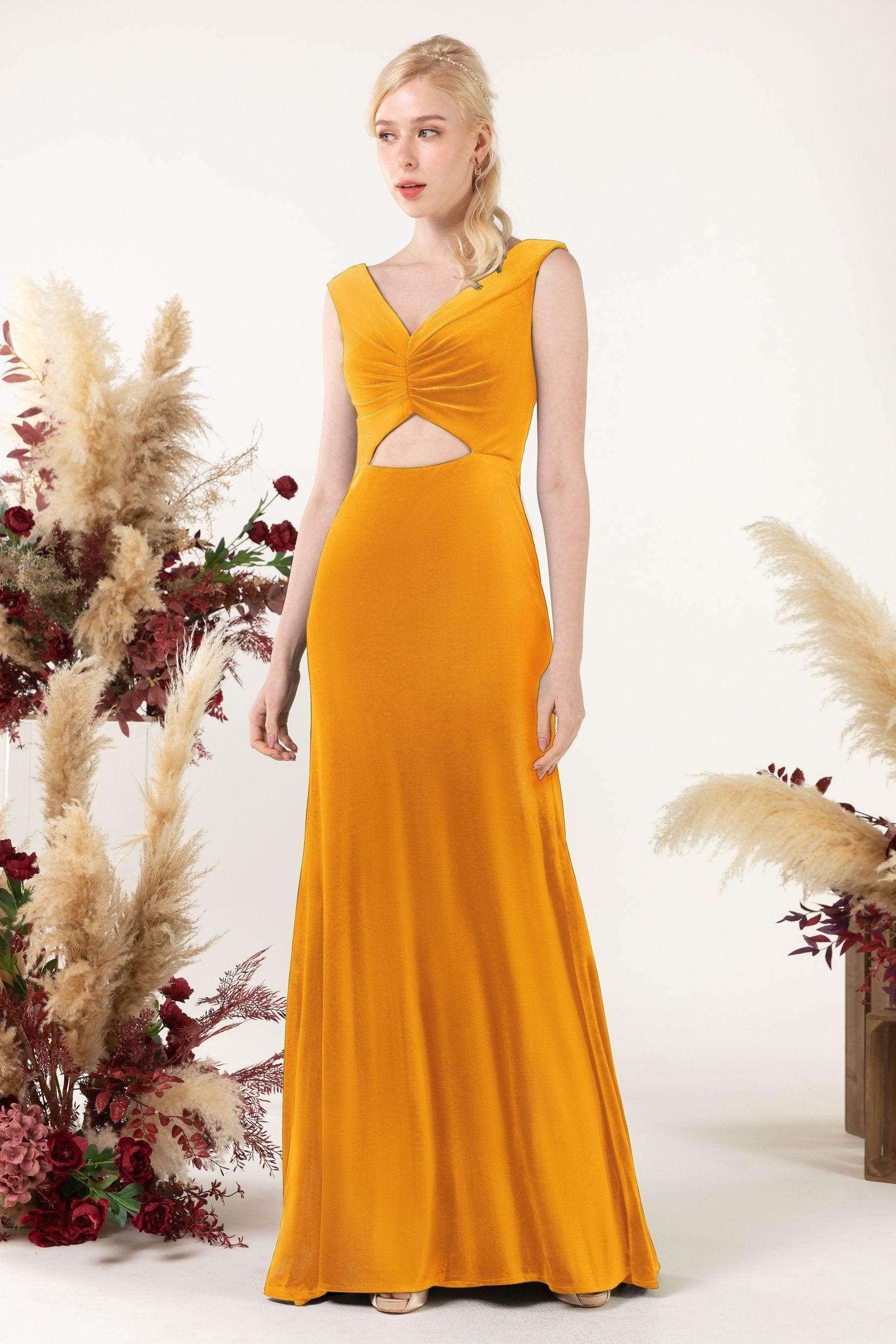 Trumpet Sweep-Brush Train Velvet Bridesmaid Dress Formal Dresses CB0521 - COCOMELODY